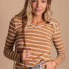 Sweaters * | Discount Zenana Show Your Stripes Long Sleeve Top Brown