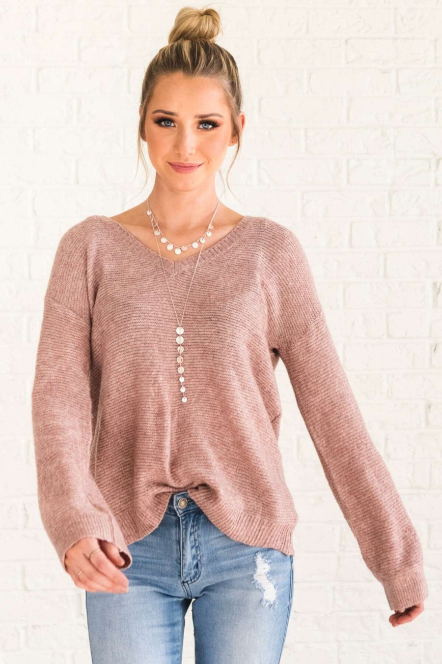 Sweaters * | Buy Bella Ella Boutique Believe In Yourself Pink Sweater