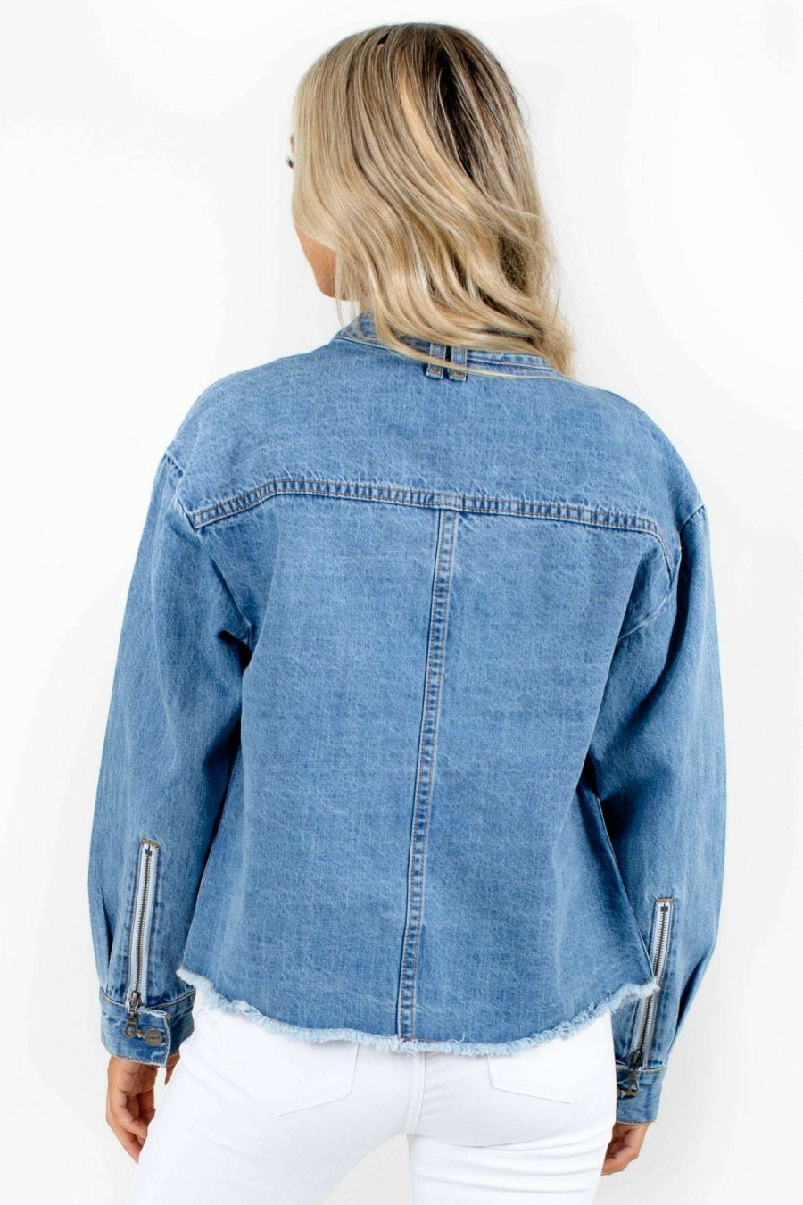 Jackets * | Coupon Blu Pepper Just Another Day Denim Jacket Blue