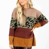 Sweaters * | Promo Lime N' Chili Get Loud Color Block Sweater Olive