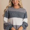 Sweaters * | Best Deal Bella Ella Boutique Comfy And Cozy Striped Pullover Sweater