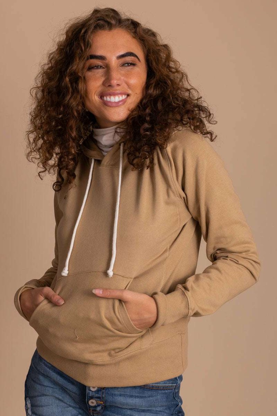 Sweaters * | New Reflex Schooled You Long Sleeve Hoodie Light Brown