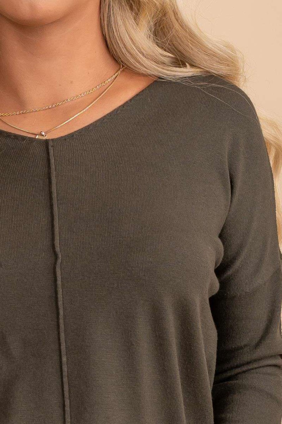 Sweaters * | Best Pirce Zenana Live In The Moment V-Neck Sweater