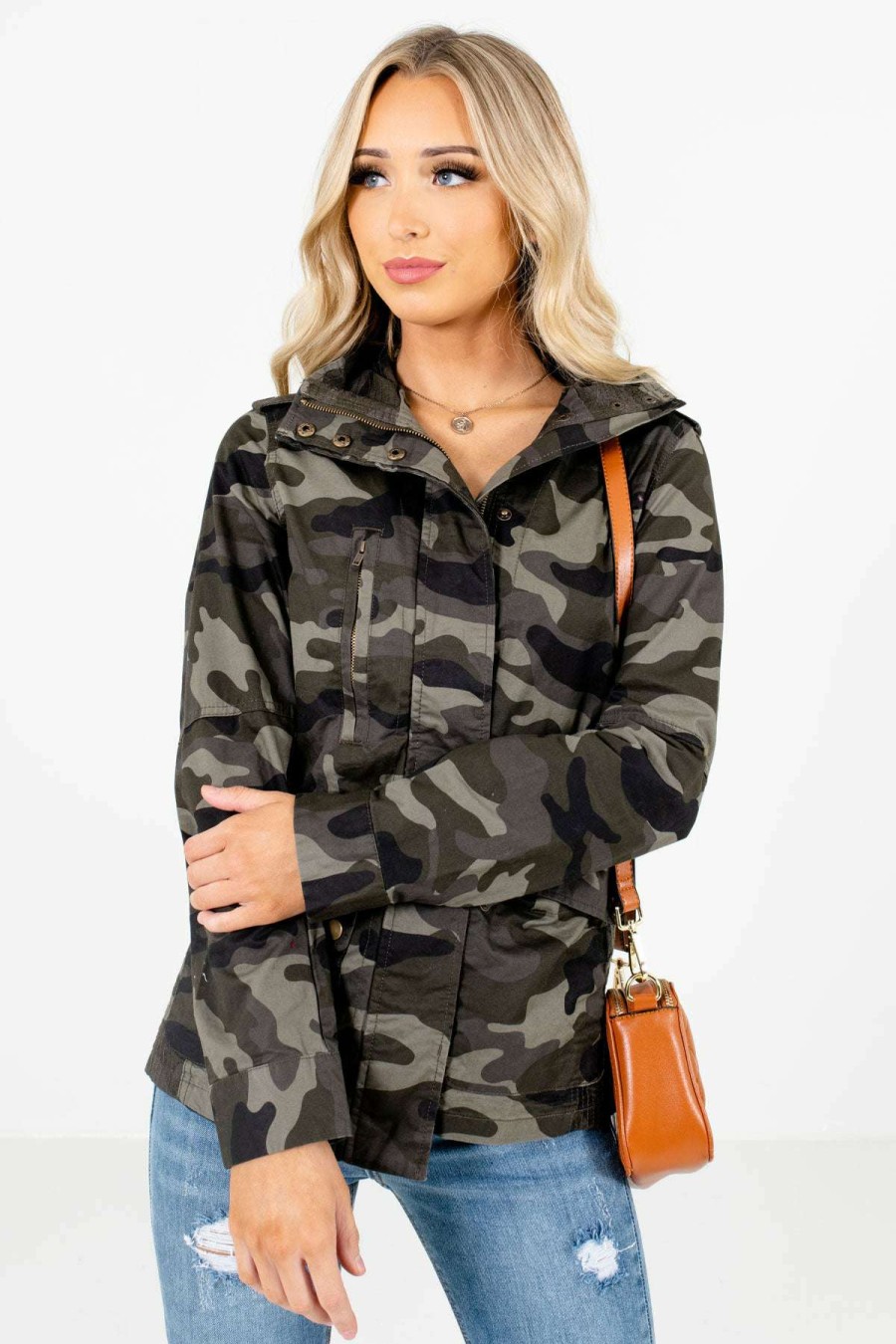 Jackets * | New Bella Ella Boutique Tough Girl Green Camo Jacket