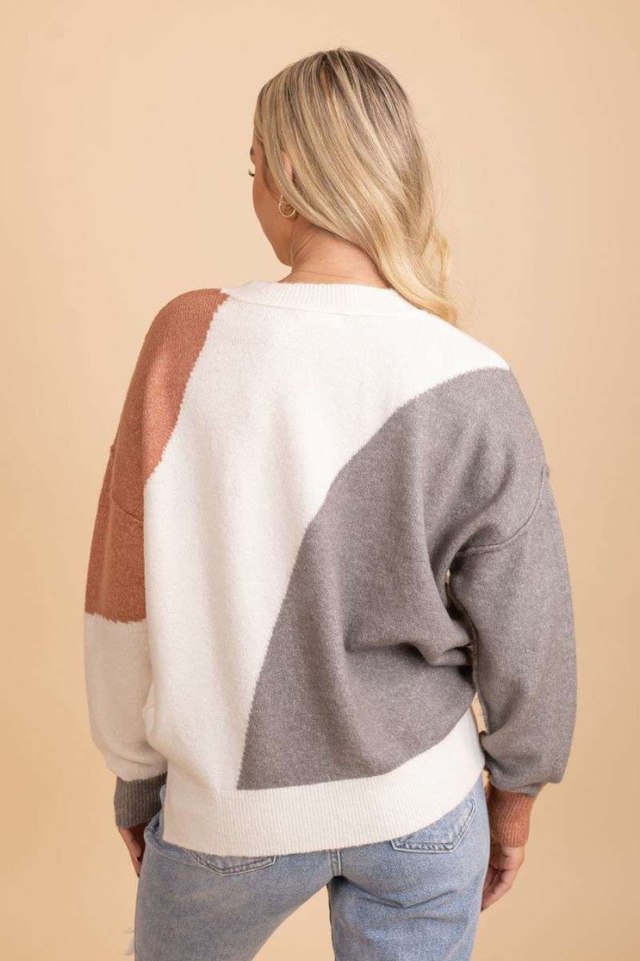 Sweaters * | Hot Sale E&M/Mine Live To The Fullest Color Block Sweater