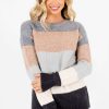 Sweaters * | Wholesale Bella Ella Boutique Dream Come True Gray Multi Striped Sweater