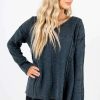 Sweaters * | Wholesale Bella Ella Boutique Young & In Love Charcoal Gray Sweater