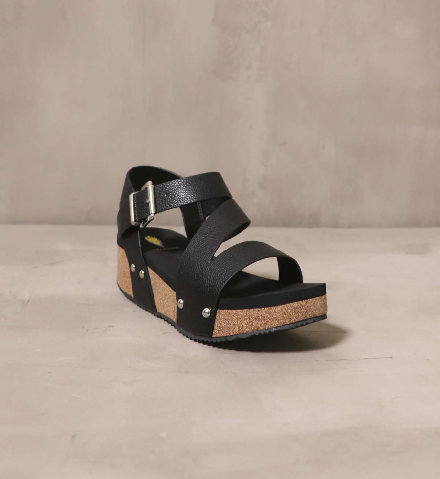 Shoes * | Budget Volatile All Strapped In Wedge Black