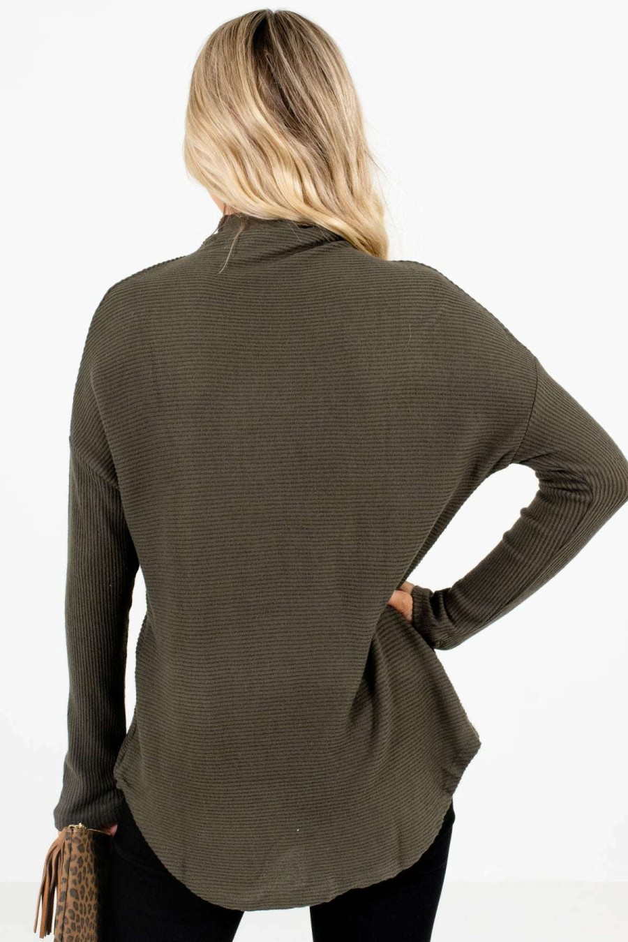 Sweaters * | Cheap Bella Ella Boutique Just My Type Dark Olive Sweater