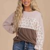 Sweaters * | Top 10 Macaron Falling Forever Animal Print Sweater Light Brown