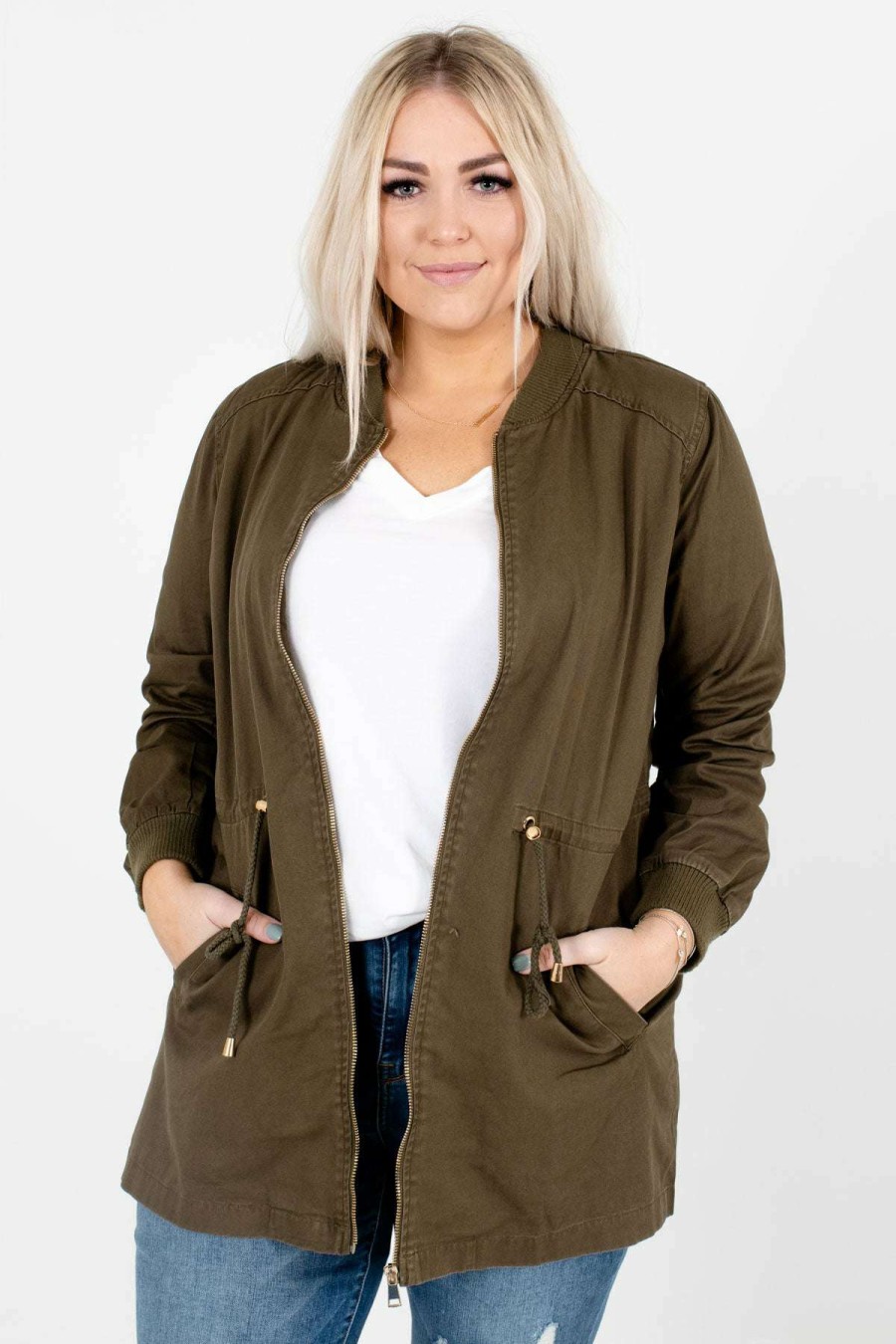 Jackets * | Deals Bella Ella Boutique Out Of Your League Green Jacket