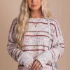 Sweaters * | Coupon Eesome Life Of The Party Striped Pullover Sweater Off White