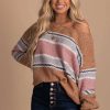 Sweaters * | Best Deal Eesome Hello Autumn Striped Knit Sweater