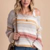 Sweaters * | Promo Eesome Never Too Late Striped Long Sleeve Sweater Gray