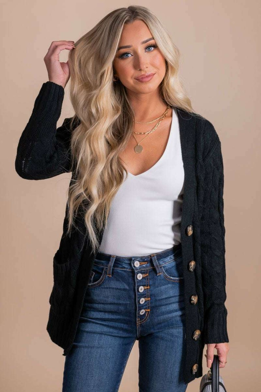 Cardigans * | Top 10 Almost Nothing Sitting Fireside Knit Cardigan