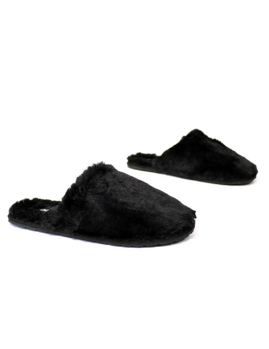 Shoes * | Best Pirce Soda Fuzzy Wuzzy Slipper Black