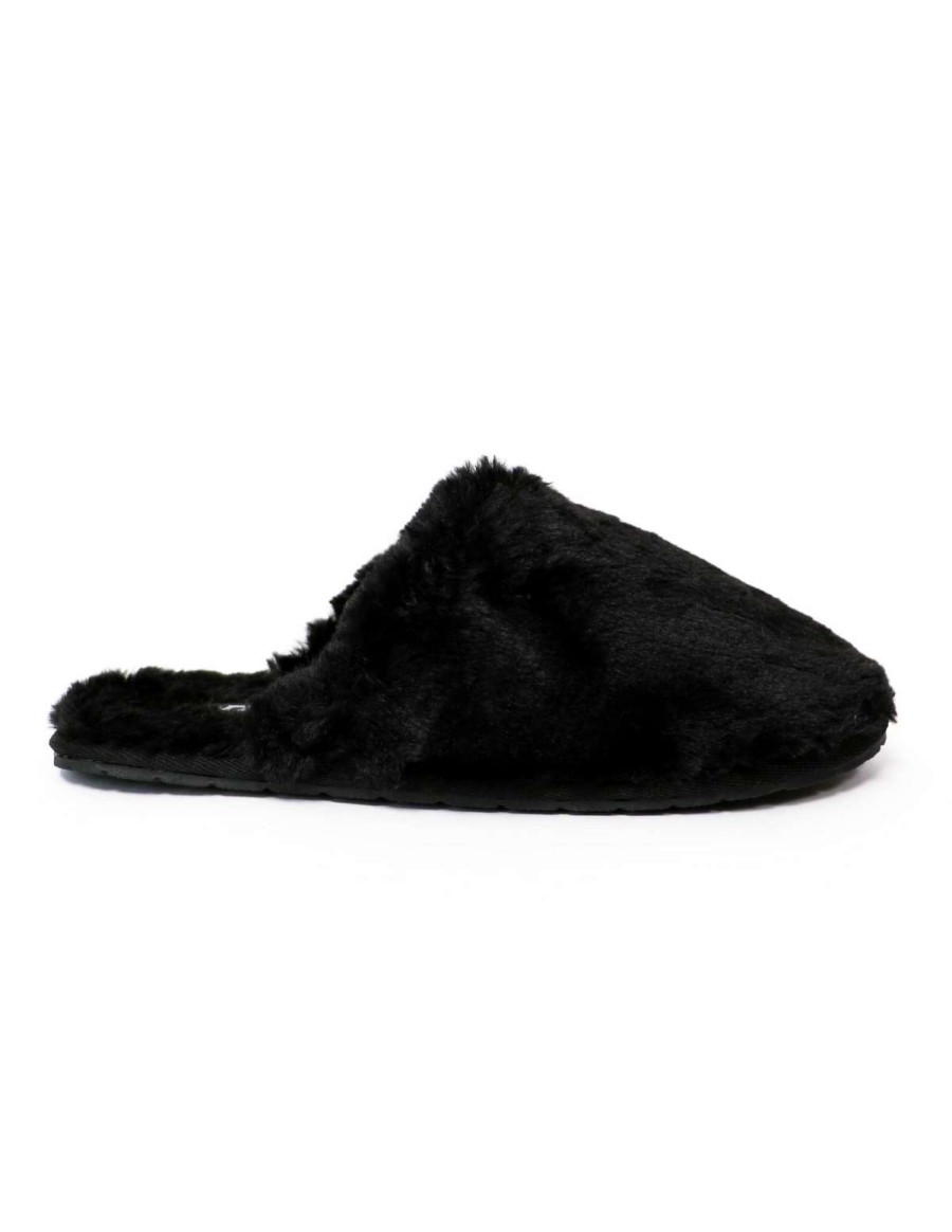 Shoes * | Best Pirce Soda Fuzzy Wuzzy Slipper Black