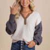 Sweaters * | Cheapest Blu Pepper True Believer Color Block Pullover White