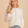 Sweaters * | Buy Wholesale Fashion Trends Loving More Lace Knit Sweater White