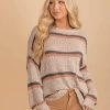 Sweaters * | Deals Miracle Progress Not Perfection Striped Sweater Gray