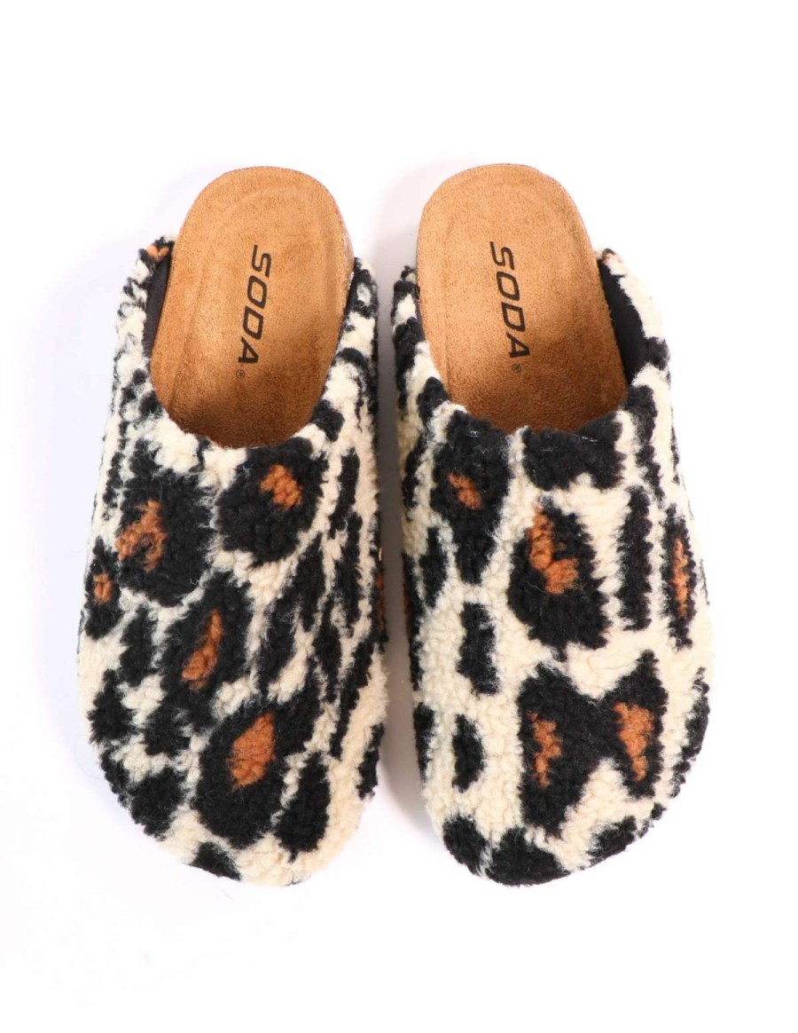 Shoes * | Promo Soda I'M Teddy To Go Clog Leopard