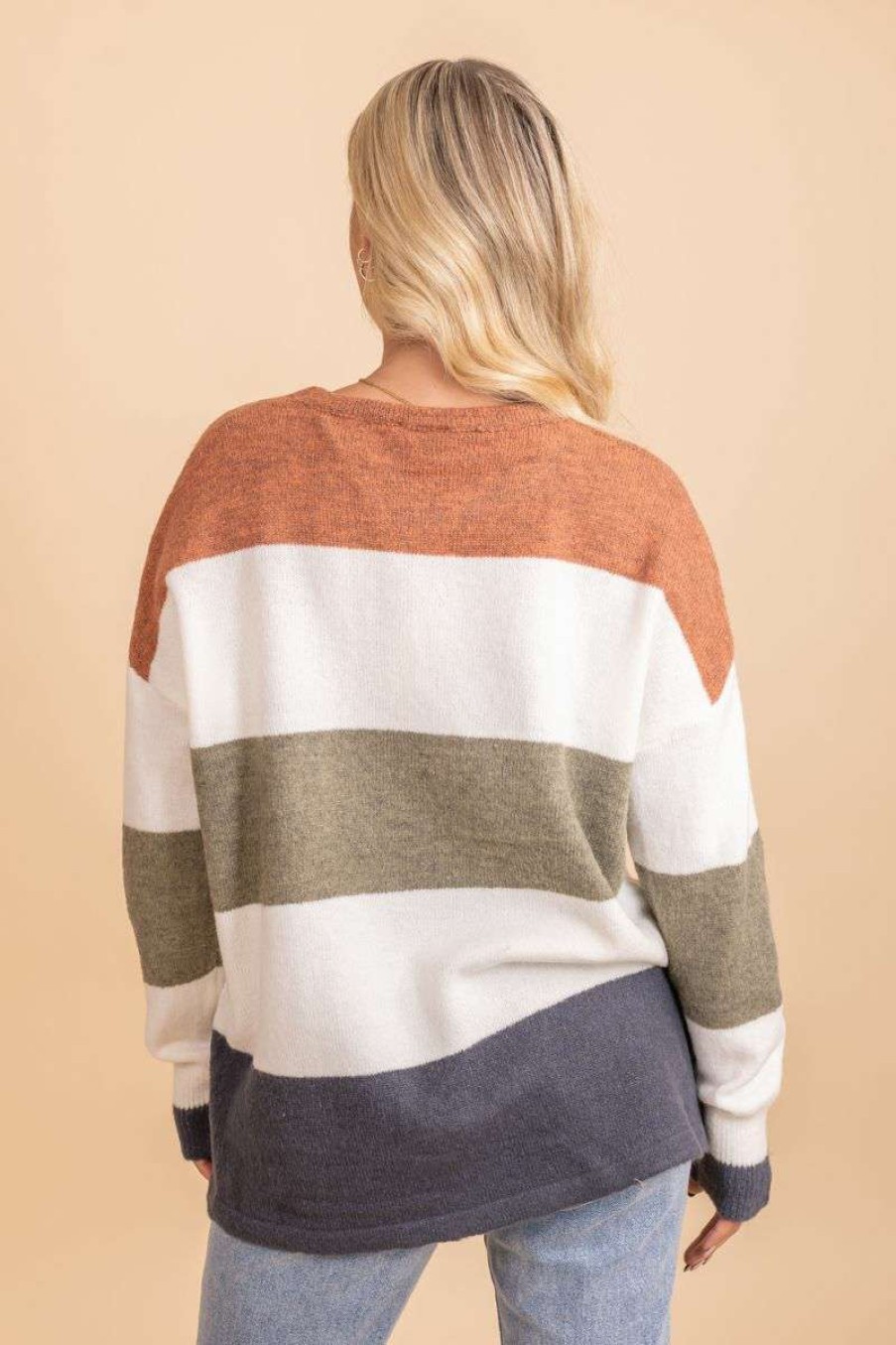 Sweaters * | Brand New Jodifl Cuddle Up Striped Knit Sweater Off White