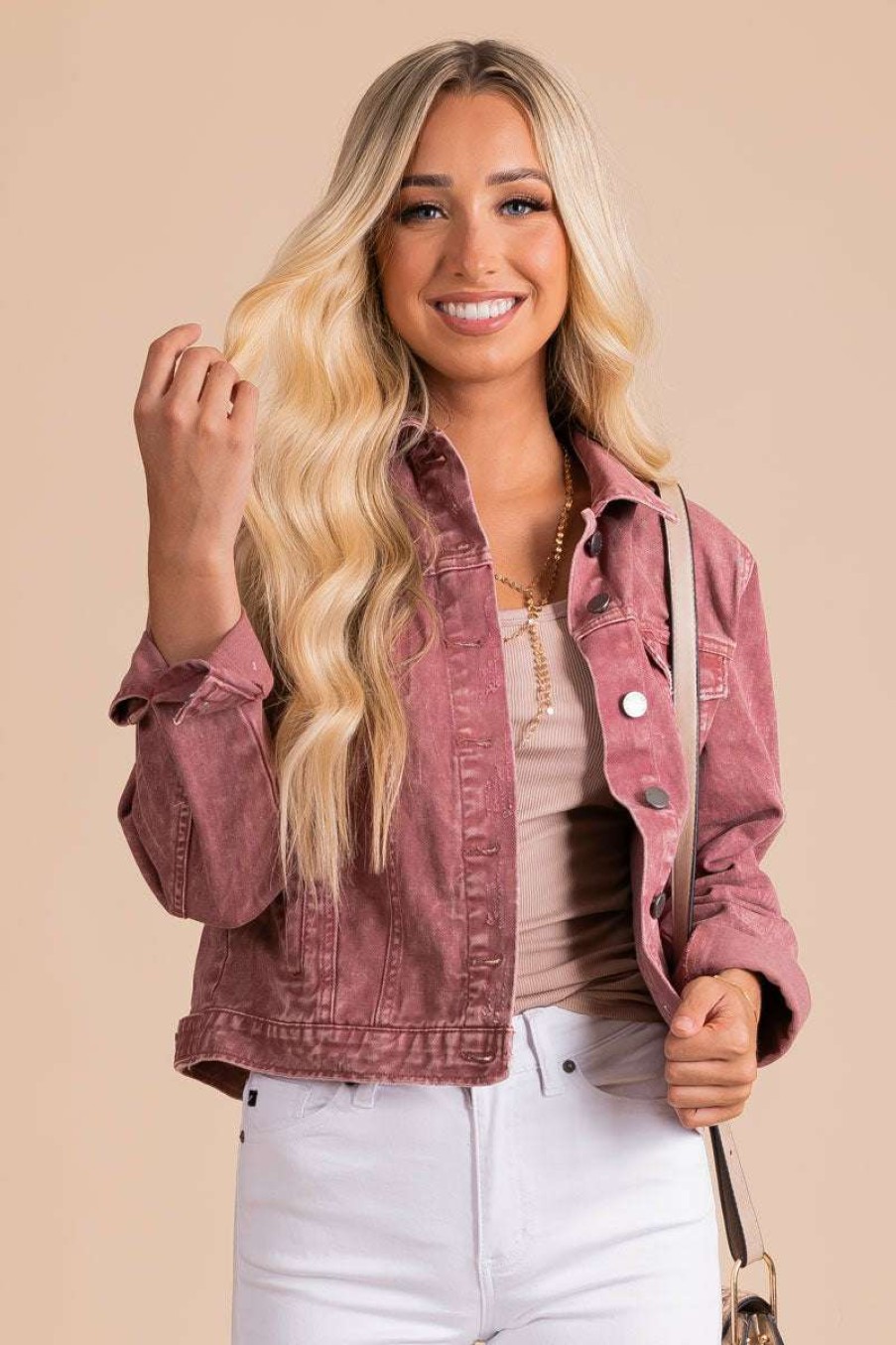 Jackets * | Cheapest C'Est Toi Up All Night Acid Wash Denim Jacket Pink