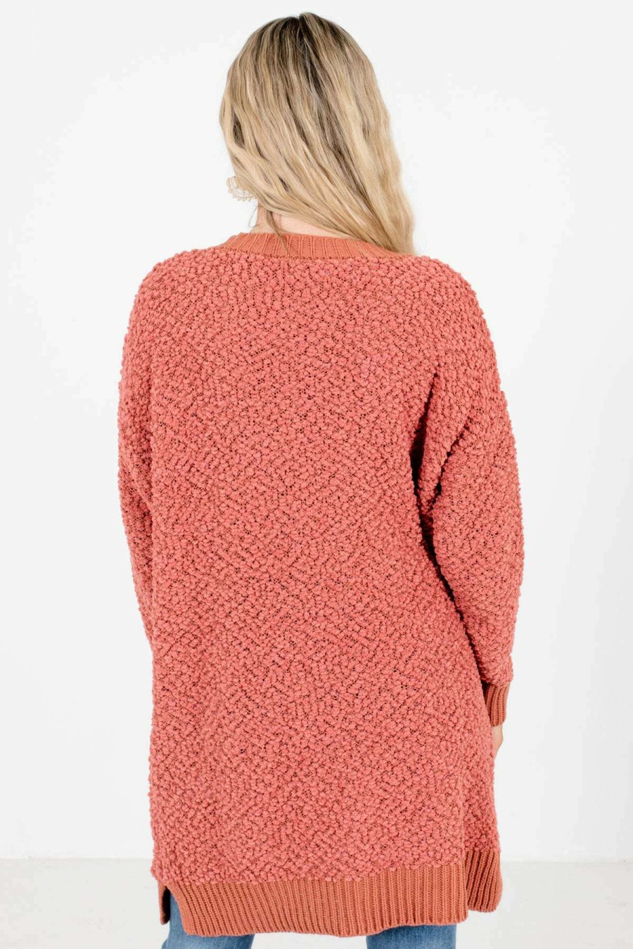 Sweaters * | Promo Bella Ella Boutique Look This Way Coral Sweater