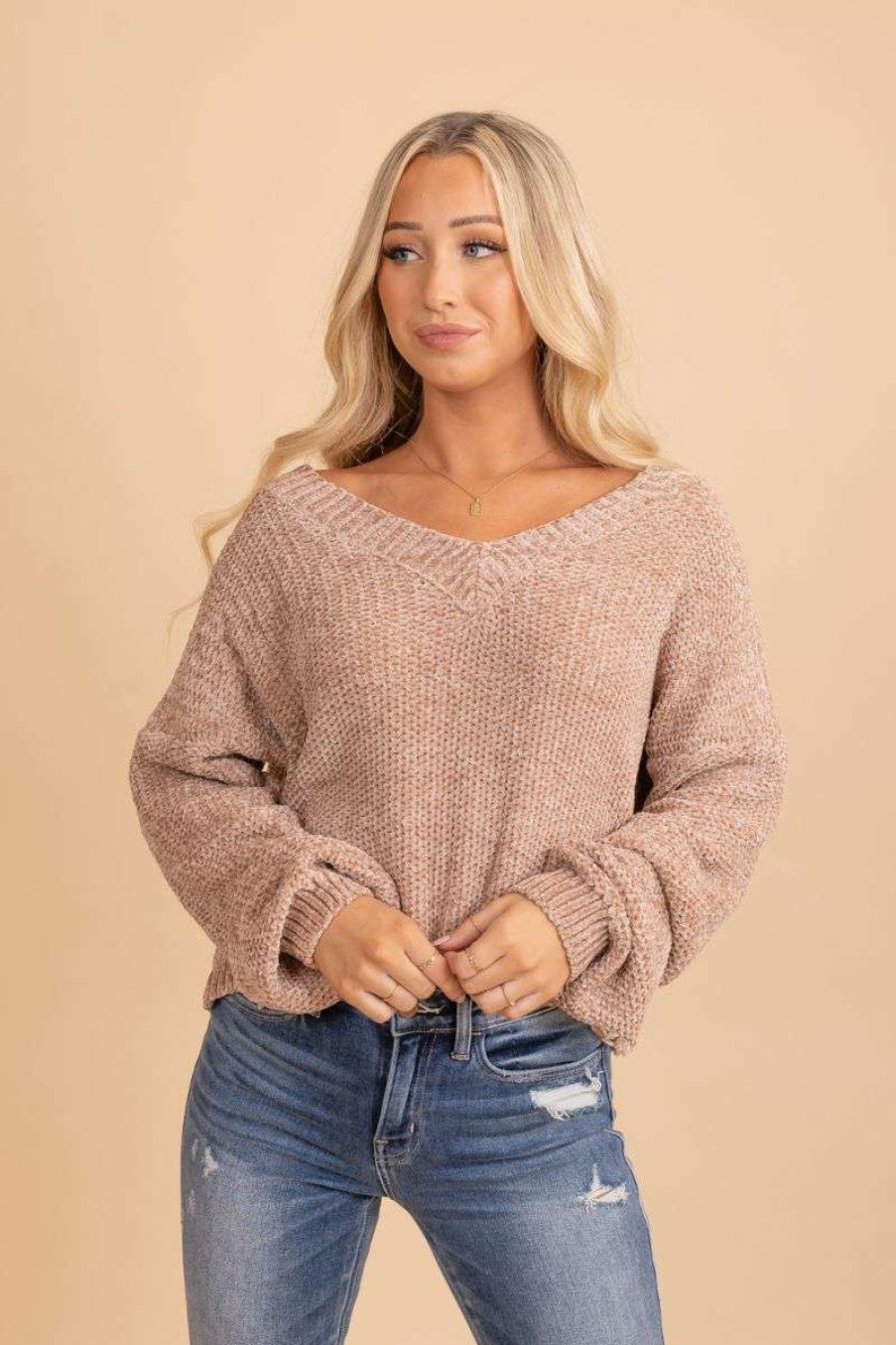 Sweaters * | Coupon Miracle This Is My Happy Place Distressed Knit Sweater Light Gray