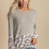 Sweaters * | Best Pirce Haptics Wild Babe Animal Print Pullover Sweater Light Brown