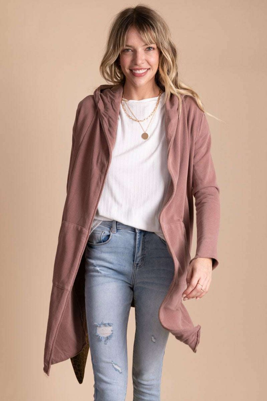 Cardigans * | Best Reviews Of Almost Nothing Hold My Hand Hooded Cardigan