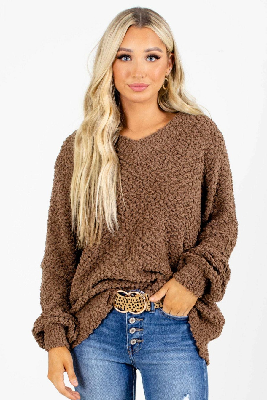 Sweaters * | Top 10 Zenana Dare To Dream Popcorn Knit Sweater