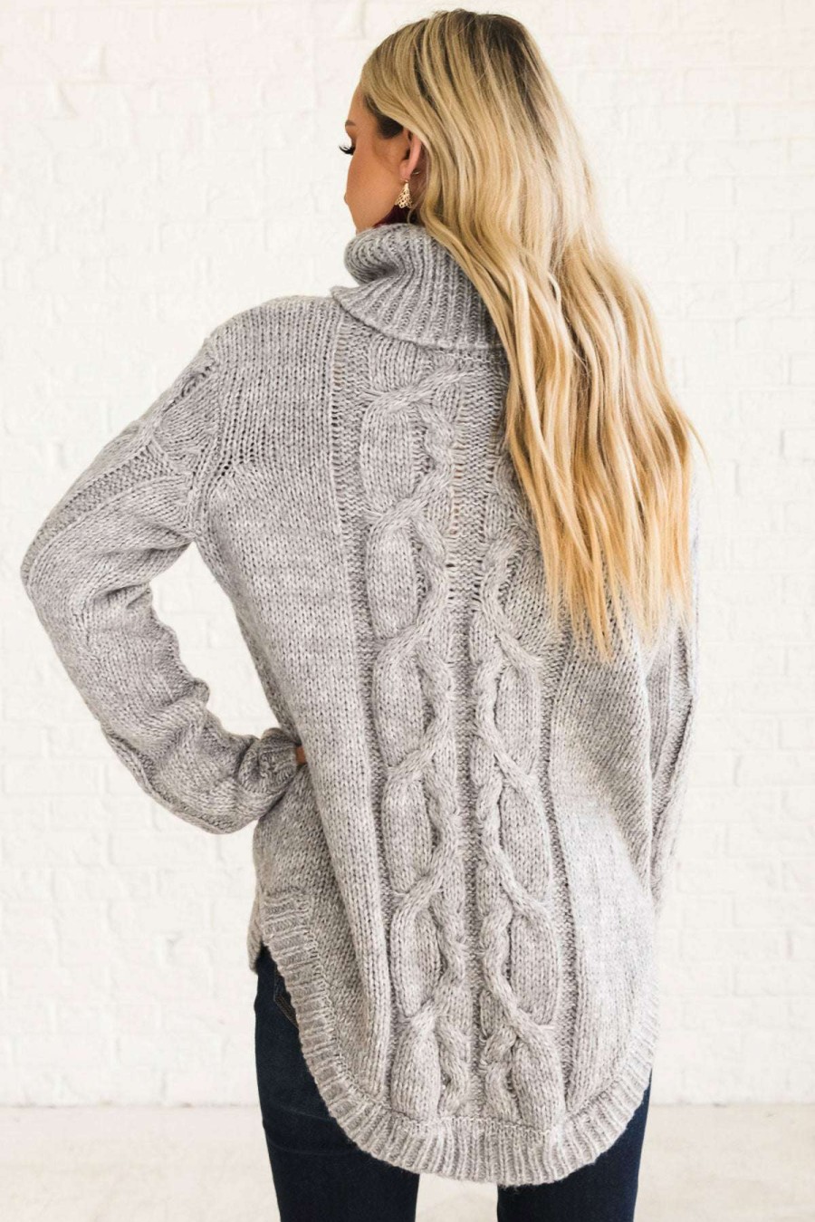 Sweaters * | Coupon Almost Nothing Into My Arms Cable Knit Sweater Gray