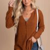 Sweaters * | Discount Bibi Turn A New Leaf V-Neck Sweater Brown