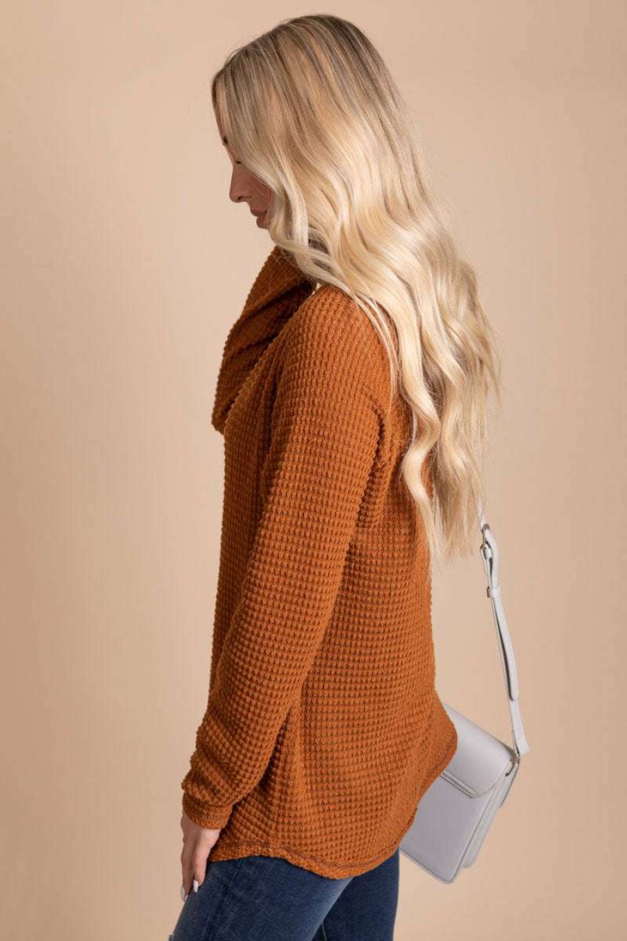 Sweaters * | Discount Bibi Turn A New Leaf V-Neck Sweater Brown