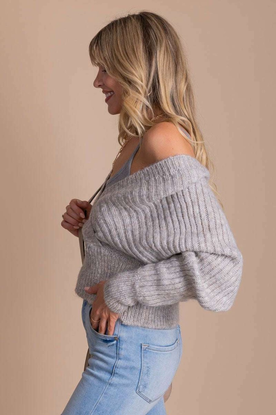 Sweaters * | Promo Sob Once In A Lifetime Long Sleeve Wrap Sweater